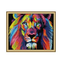 【CC】 Coloured lion cross stitch kit 14ct 11ct count print stitches embroidery handmade