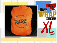 RARE WRAP V.3 XL ORANGE ผ้าคลุมเป้กันฝนสีส้ม กันเลอะ กันรอย พร้อมตัวยึดล๊อคสายสะพาย สายกระชับกระเป๋า และถุงเก็บในตัว สำหรับกระเป๋าขนาด 80L