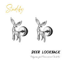 Studify | Deer lookback ต่างหูเจาะ วัสดุไทเทเนียม เหมาะกับคนแพ้ง่าย