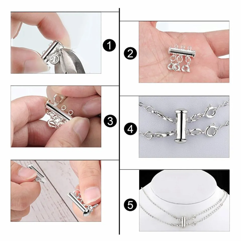 4 Pieces Layered Necklace Clasps Gold and Silver Plated Tube 2 Sizes  Extender Necklace Connector for Bracelet Necklace Jewelry