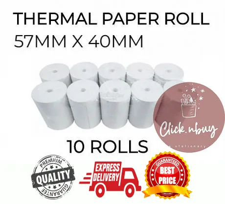 [READY STOCK ️] 10 ROLLS CORELESS THERMAL PAPER ROLL PAPER ROLL 57MM X ...