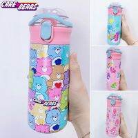 【OKADI】COD care bears ขวดน้ำสำหรับเด็ก กระติกน้ำเก็บอุณหภูมิ รูปแบบการ์ตูน 304 สแตนเลส มีหลอดดูด ความจุ500ml