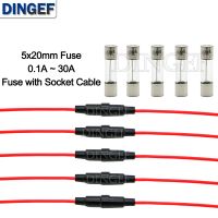 10PCS 5PCS 5x20mm Glass Fuse Holder Screw Type 5X20mm with 5PCS 22AWG Wire Cable 5X20MM Glass Fuse Tube (5PCS 5PCS 10PCS) 5set