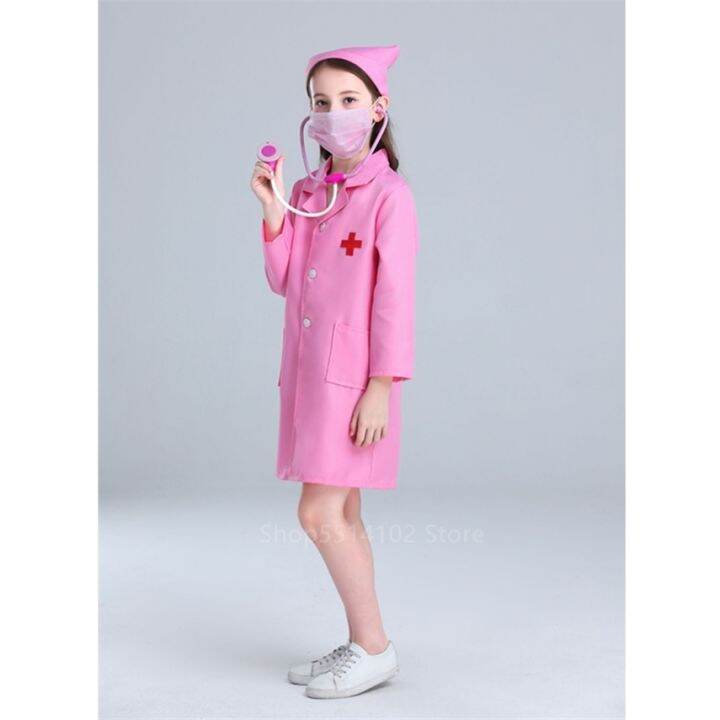 Kids Doctor Uniforms Hospital Cross Veterinary Fancy Role Play Costume