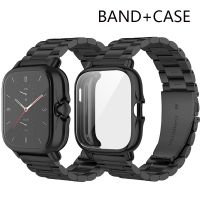 ZZOOI 2Pcs Metal Strap+Protective case For Amazfit GTS 2 mini/2/GTS 3/2e Bracelet For Amazfit Bip S U Pro Watchband Cover bumper frame