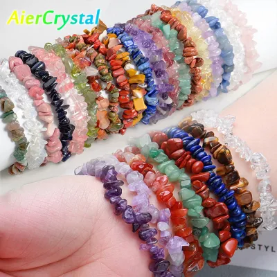 19 Color Irregular Gravel Natural Gemstone Bracelet Stretch Beads Amethyst Rose Crystal Quartz Chakras Bracelets for Women Gift