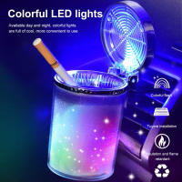 Car Ashtray Led Light Airtight Lid Multifunctional Vehicle Cup Holder Air Vent Ashtray Trash Can Auto Interior Decor Accessories