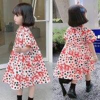 【Ladies shop】ชุด ForClothes แขนสั้น ChildrenDresses เปิดลงปก BabyDots CottonClothing 2022ฤดูLadies shop