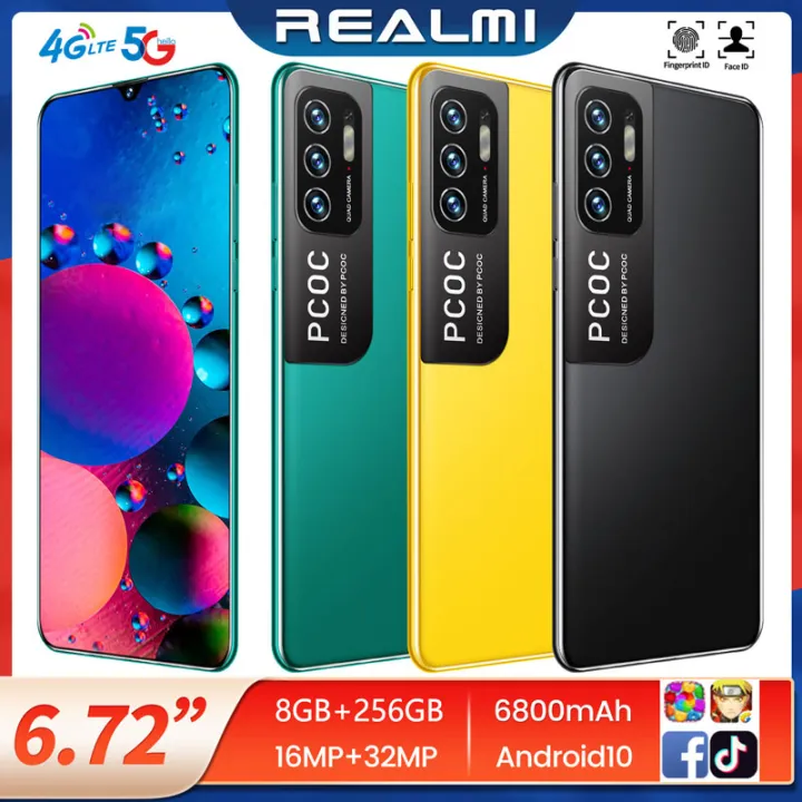 ศูนย์ไทย realmi มือถือราคาถูก มีสามสีให้คุณเลือก: สีดำ，เขียว，สีเหลือง ...