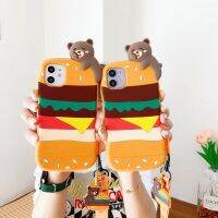 ✵ Leuke Cartoon 3D Pop Speelgoed Greedy Hamburger Beer Lanyard Soft Cover Voor Iphone 12Mini 11Pro Max Xr Xs SE20 7 8Plus X