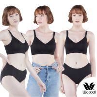 Wacoal Smart Size Go Girls Jelly Bra บราไร้โครงวาโก้ แพ็ค 3 ชิ้น รุ่น WB3Y28/WB3328 สีดำ (BL)