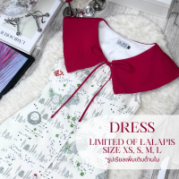 DRESSLP096 - เดรสมินิมอลสโนว์วี่คอปกสีแดง เนื้อผ้าพรีเมี่ยมใส่สบายนุ่มหนา(ซักแห้งเท่านั้น)