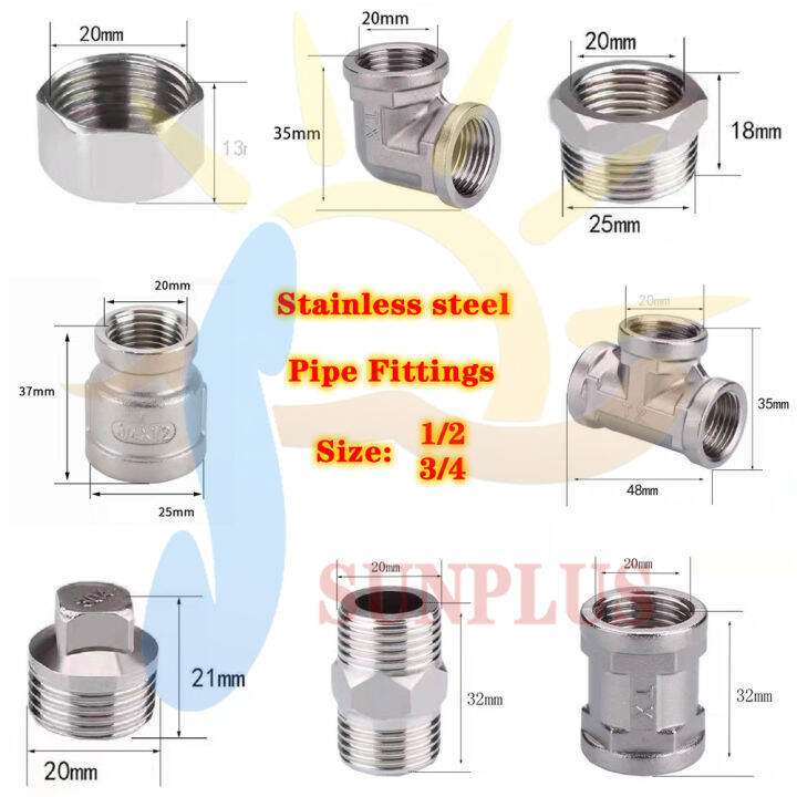 Pipe Fittings Standard Thickened Stainless Steel Fittings (Sizes1/2",3