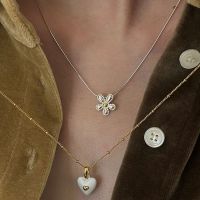 Daisy flower pendant necklace for women 925 sterliing silver cute necklace korean style jewelry summer dainty jewelry