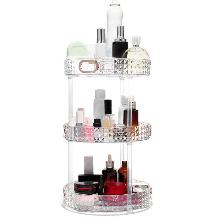 Rotating Makeup Organiser 3 Tier Skincare Organisers ， Bathroom