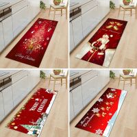 2022 Christmas Carpet Santa Claus 3D Flannel Anti-slip Kitchen Bathroom Room Door Floor Mat Decor Rug 40x120CM 60x180CM.