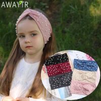 【YF】 AWAYTR Womens Headbands Pearls Head Bands Knitted Turban Bandana Autumn Winter Elastic Hairband Warm Hair Accessories Headdress