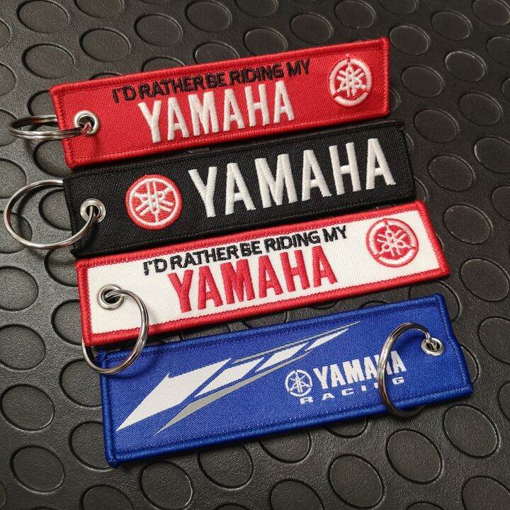 พวงกุญแจริบบิ้นปักลายมอเตอร์ไซค์-พวงกุญแจคอลเลกชัน-yamaha-1ชิ้น