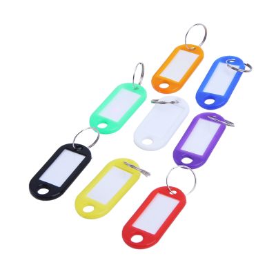 32x Multi-colors Plastic Key Fob ID Tags Luggage ID Labels with Split Ring Keyring