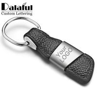 【VV】 Custom Lettering Keychains Men Leather Keyrings Metal Engrave Name Logo Personalized Chain Car K375