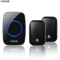 CACAZI Self-Powered Wireless Doorbell กันน้ำไม่มีแบตเตอรี่ Chimes US EU UK Plug Home Door Call Bell 1 2ปุ่ม1 2 3 Receiver