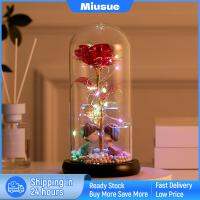 Miusue กุหลาบประดิษฐ์โคมไฟ LED ในช่อโดมแก้วสำหรับการตกแต่งบ้าน