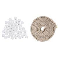 1 Pcs Self-Stick Heavy Duty Felt Strip Roll, Creamy-White &amp; 48 Pcs Self-Stick Furniture Round Felt Pads