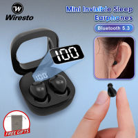 Wiresto หูฟังสำหรับ Bluetooth5.3ไร้สายมองไม่เห็นหูฟังเอียร์บัดขนาดเล็กน้ำหนักเบาใส่ได้พอดีจอแสดงผลกำลังไฟ LED หูฟังบลูทูธไร้สายขนาดเล็กอินเอียร์ Comfort