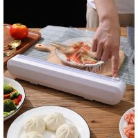 Plastic Wrap Dispenser with Slide Cutter Reusable Food Wrap Cutter Household Cling Film Cutter Refillable Cling Film Dispenser