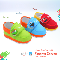 รองเท้าผ้าใบเด็ก รองเท้าเด็ก รองเท้าเด็ก ผ้าแคนวาส Canvas สีสันสดใส ลายการ์ตูนน่ารัก Cookie Oscar Elmo  มอนสเตอร์คุ๊กกี้ ออสการ์ แอล