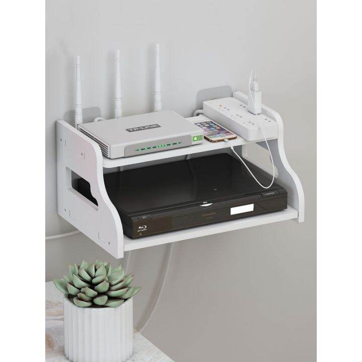 TV settop box rack punchfree wifi router storage box wall rack word
