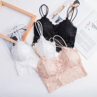 Women Lace Crop Top Sexy Vest Have A Chest Pad Wearing Sports Underwear Spaghetti Strap Summer Tank Tops Camisoles Top