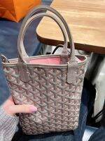 GOYARD ถุงผ้าใบเล็กสีชมพูและสีเทาแท้แบบเกาหลี/แนะนำโดยบล็อกเกอร์สำหรับใช้ส่วนตัว/แชร์โดยต้นไม้ที่ดีและหนังสือปกแดงน้อย