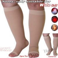 【hot sale】❇ D19 S-5XL Opaque Plus Size Compression Socks Knee-Hi 15-40 Mmhg Wide Calf Graduated Compression Stockings Relief Pain Support Socks Compression Socks Open Toe /Closed Toe