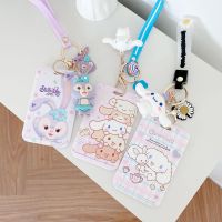 PANE5 นักเรียน Cinnamoroll บัตรเครดิตธนาคาร บัตรรับประทานอาหาร รูปแบบสองด้าน จี้ เชือกเส้นเล็ก ปกบัตรรถโดยสาร ผู้ถือบัตร เคสการ์ดการ์ตูน