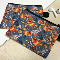 Canvas Coin Purse Reusable Floral Print Women Girls Sanitary Pad Pouch Key ID Card Holder Makeup Organizer Cosmetic Storage Bag