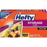 Hefty : HFTAMZ001* ถุงอเนกประสงค์ Slider Storage Bags (Gallon, 66 Count)(สีขาวขุ่น)