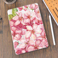 พืชดอกไม้ Soft TPU พร้อมที่ใส่ดินสอสำหรับ Pad Air 4 5 Pro 11 12.9 6th 7th 8th 9th Generation Case E MINI 4 5 6