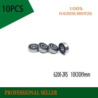 Free shipping 10PCS 6200-2RS  10X30X9mm ABEC-1 deep groove ball Bearings/Bike Bearings 6200 RS bicycle Bearing Axles  Bearings Seals