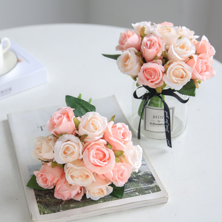 ดอกกุหลาบปลอม-ดอกไม้งานแต่งงาน-ช่อดอกไม้สำหรับเจ้าสาว-ช่อละ12ดอก-ดอกไม้ตกแต่งบ้านอุปกรณ์จัดงานแต่งงาน-ดอกไม้ประดับ