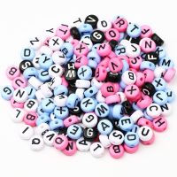 【YF】✹  100pcs/lot 7x4mm Flat Round Mixed Beads Alphabet Spacer Jewelry Making Diy Necklace Accessorie