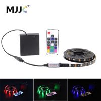 ✑☑♝ LED Strip Battery Operated Dimmable Waterproof RGB 5V SMD 5050 RF Remote Control TV LED Tape Stripe Ribbon Light for Computer