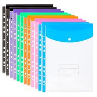 12 Pack A4 Punched Pockets Plastic Wallets - 11 Holes Expandable Pocket File Folders