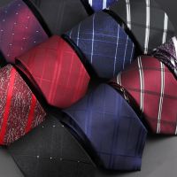 Men 39;s Fashion Neckties Classic Stripe Red Navy Blue Business Formal Wedding Ties Jacquard Woven Solid Tie Polka Dots Neck Ties