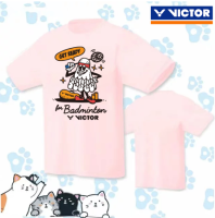 VICTOR 2023เสื้อแบดมินตันใหม่เสื้อยืดลายอักษรจีนเกาหลีใส่ได้ทั้งชายและหญิงเสื้อยืดฝึกซ้อมกีฬาสวมทับแห้งเร็ว