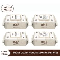 DES ทิชชู่เปียก Natural Organic,Premium Embossing Baby Wipe (Portable Cap, 4*30 Sheets) ทิชชูเปียก เนเชอรัลออแกนิค รุ่นพรีเมียมขนาดพกพา แผ่นทำความสะอาด กระดาษเปียก