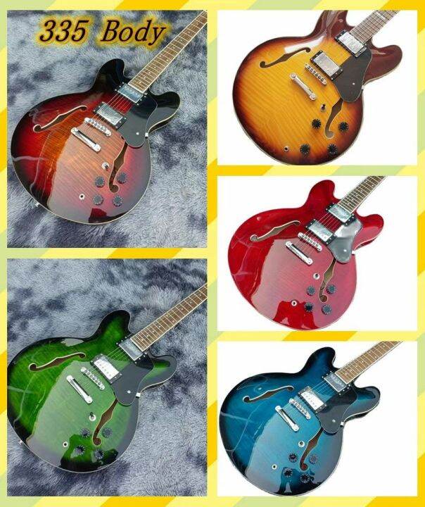 Classic Gibson ES335 Flame Maple Top Electric Guitar Semi Hollow Body