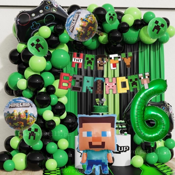 ✈☍ 65Pcs Minecraft Theme Balloon Set Party Decoration My World ...