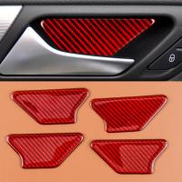 4pcsSet Carbon Fiber Red Car Door Handle Bowl Cover Trim Decoration Fit for VW Golf 6 GTI MK6 2008 2009 2010 2011 2012