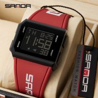 สร้อยข้อมืออิเล็กทรอนิกส์สำหรับผู้ชาย Jam Tangan Digital แบรนด์ SANDA กันน้ำ50เมตรนาฬิกาข้อมือชายนาฬิกาชายปลุก